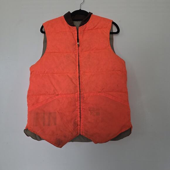 Vintage Kmart Reversible Down Hunting Vest Mens M Beige Orange Full Zip Gorpcore - Picture 5 of 11